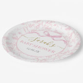 roze boog Baby shower meisje Papieren Bordje (Gekanteld)