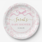 roze boog Baby shower meisje Papieren Bordje (Voorkant)
