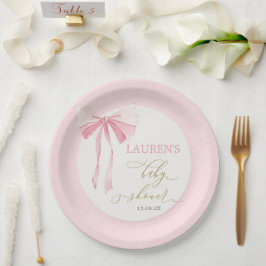 roze boog Baby shower meisje Papieren Bordje