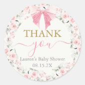 roze boog Baby shower meisje Ronde Sticker (Voorkant)