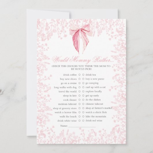 roze boog Baby shower Spel Kaart (Voorkant)