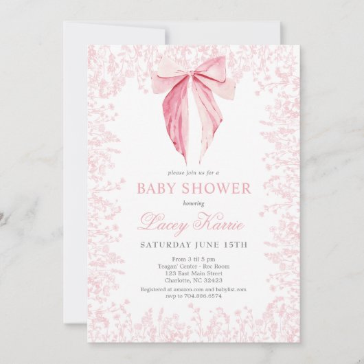 roze boog Baby shower uitnodiging (Voorkant)
