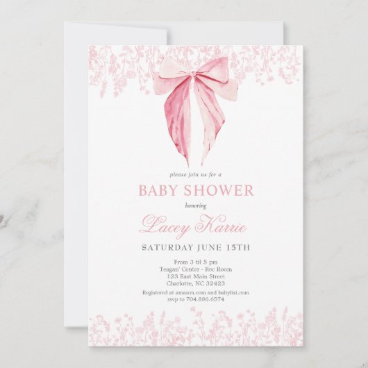 roze boog Baby shower uitnodiging (Voorkant)