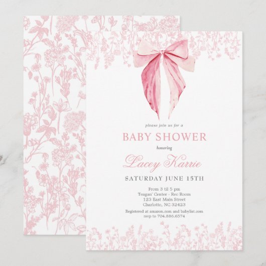 roze boog Baby shower uitnodiging (Voorkant / Achterkant)