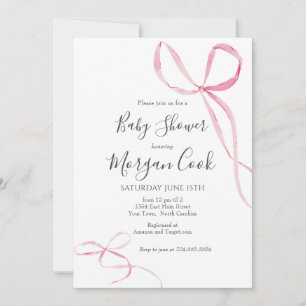 Roze boog baby shower uitnodiging, baby meisje dou kaart