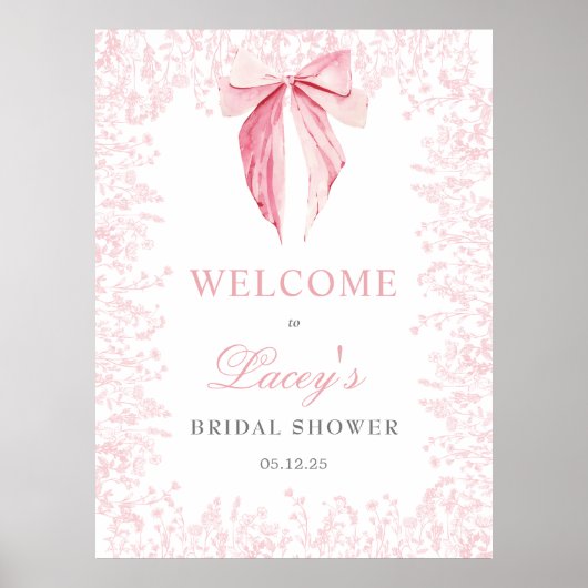 roze boog Baby shower uitnodiging Poster (Voorkant)