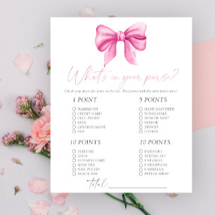 Roze boog baby shower - Wat zit er in je tas spel