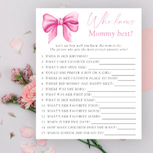 Roze boog baby shower Wie weet mama beste spel