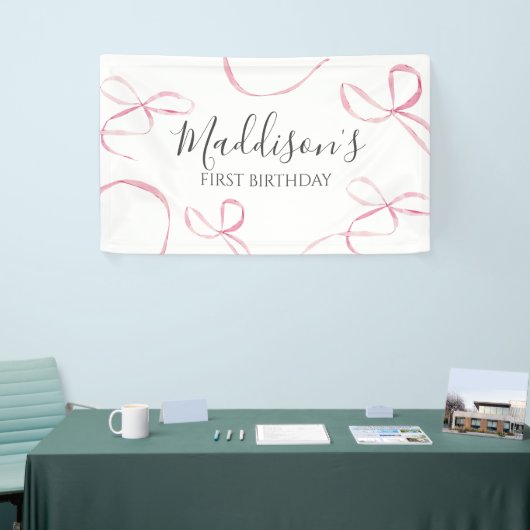 Roze boog banner, boog verjaardag banner (Beurs)