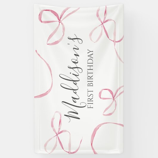 Roze boog banner, boog verjaardag banner (Verticaal)