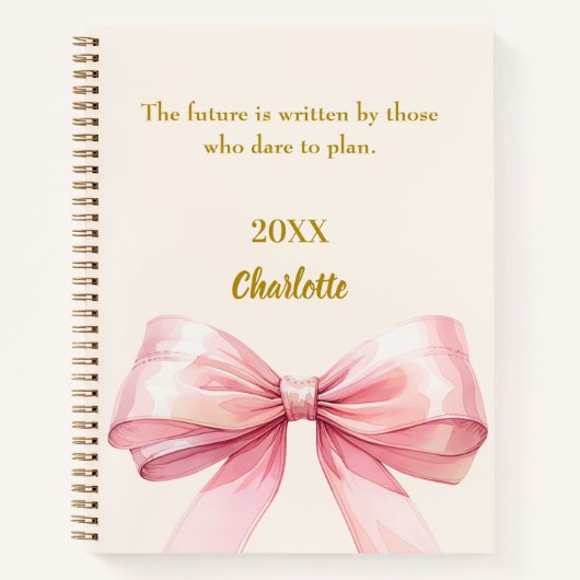 Roze boog beige crème inspirerend quote notitieboek (Voorkant)