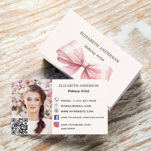 Roze boog beige crème qr code social media foto visitekaartje