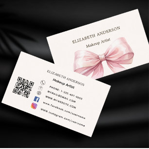 Roze boog beige crème qr code social media visitekaartje