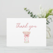 Roze Boog Bloemblaadjes & Prosecco Blush Bruidsdin Bedankkaart (Staand voorkant)