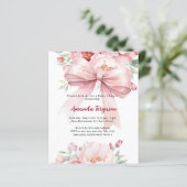 Roze boog bloemen meisje Baby shower uitnodiging (Staand voorkant)