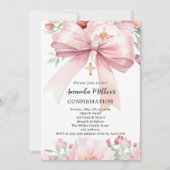 Roze boog bloemen meisje Bevestiging Kaart (Voorkant)