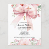Roze boog bloemen meisje Bevestiging uitnodiging (Voorkant)