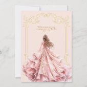  Roze Boog Bloemen Quinceanera Save the Date Aankondiging (Achterkant)