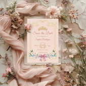 Roze Boog Bloemen Quinceanera Save the Date Aankondiging