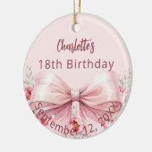 Roze boog bloemen verjaardag keramisch ornament (Links)