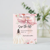 Roze boog bloemenjurk Sweet 16 Save the Date kaart (Staand voorkant)