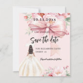 Roze boog bloemenjurk Sweet 16 Save the Date kaart (Voorkant)
