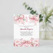 Roze boog bloemenmeisje flesje Baby shower uitnodi (Staand voorkant)