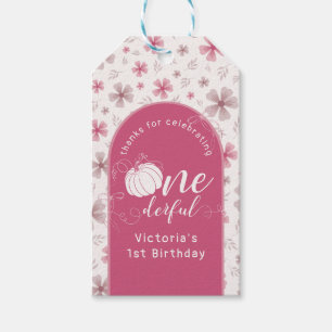 ROZE BOOG & BOOG HERFST POMPOEN BLOEMEN VERJAARDAG CADEAULABEL