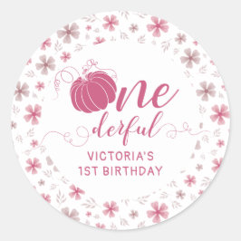 ROZE BOOG & BOOG HERFST POMPOEN BLOEMEN VERJAARDAG RONDE STICKER