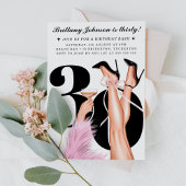 Roze Boog & Cocktails Coquette Moderne 30e Verjaar Kaart