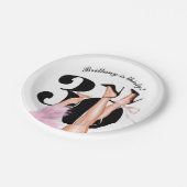 Roze Boog & Cocktails Coquette Moderne 30e Verjaar Papieren Bordje (Gekanteld)