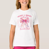 Roze boog Coquette Kerstmis T-shirt (Voorkant)