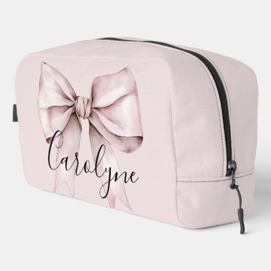 Roze boog coquette Persoonlijke naam bruidsmeisje Toilettasje (Rechterhoek)