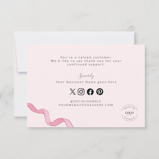 Roze boog Custom business Handlettering Bedankkaart (Achterkant)