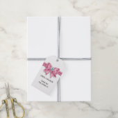 Roze boog diamantsparren voor elegante bruiloft cadeaulabel