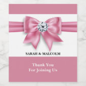 Roze boog diamantsparren voor elegante bruiloft wijn etiket (Enkel label)