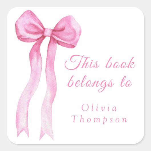 Roze boog - Dit boek is van Vierkante Sticker (Voorkant)