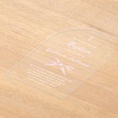 Roze boog doop acryl uitnodigingen (Laagn)