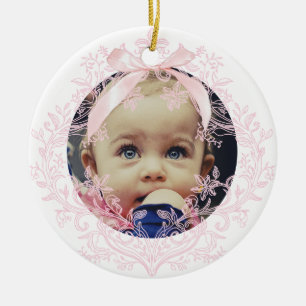 roze boog Doopsel dank u Keramisch Ornament