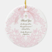 roze boog Doopsel dank u Keramisch Ornament (Achterkant)