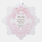 roze boog Doopsel dank u Ornament Kaart (Achterkant)