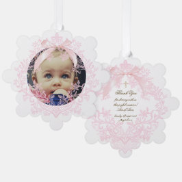 roze boog Doopsel dank u Ornament Kaart