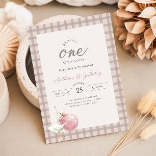 Roze Boog Eén Kleine Gans Baby 1e Verjaardagsfeest
