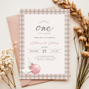 Roze Boog Eén Kleine Gans Baby 1e Verjaardagsfeest