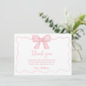 Roze boog eerste verjaardag bedankkaart (Staand voorkant)