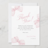 Roze boog eerste verjaardag foto dank je kaart (Achterkant)