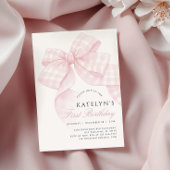 Roze boog eerste verjaardag kaart