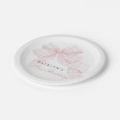 Roze boog eerste verjaardag papieren bordje (Gekanteld)