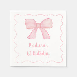 Roze boog eerste verjaardag servet