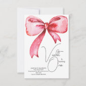 Roze boog eerste verjaardag uitnodiging (Voorkant)